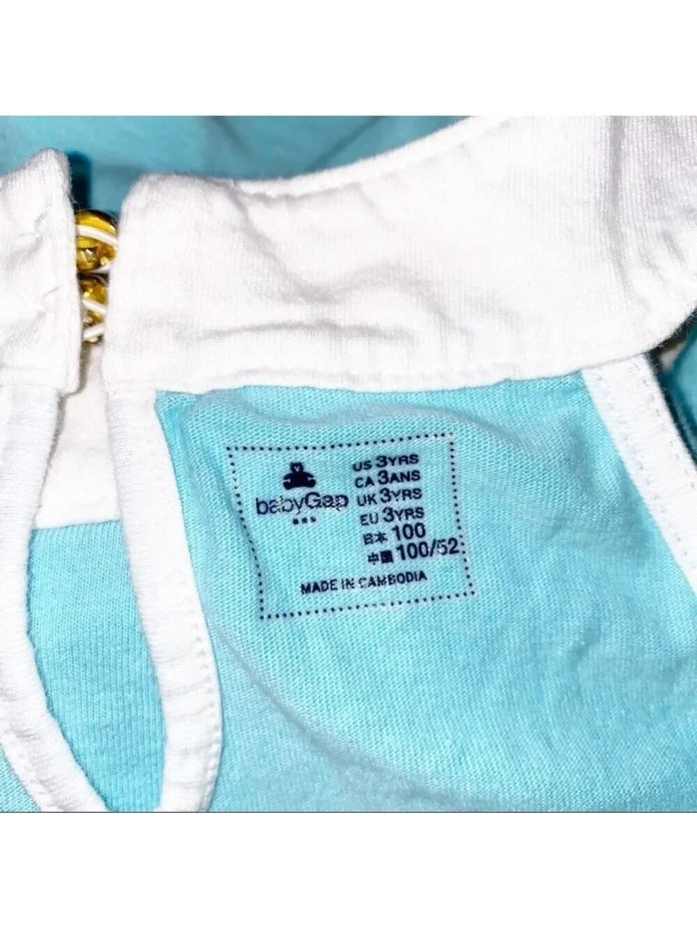 Baby Gap Girls Top Size 3 Years Turquoise White Sleeveless Blouse